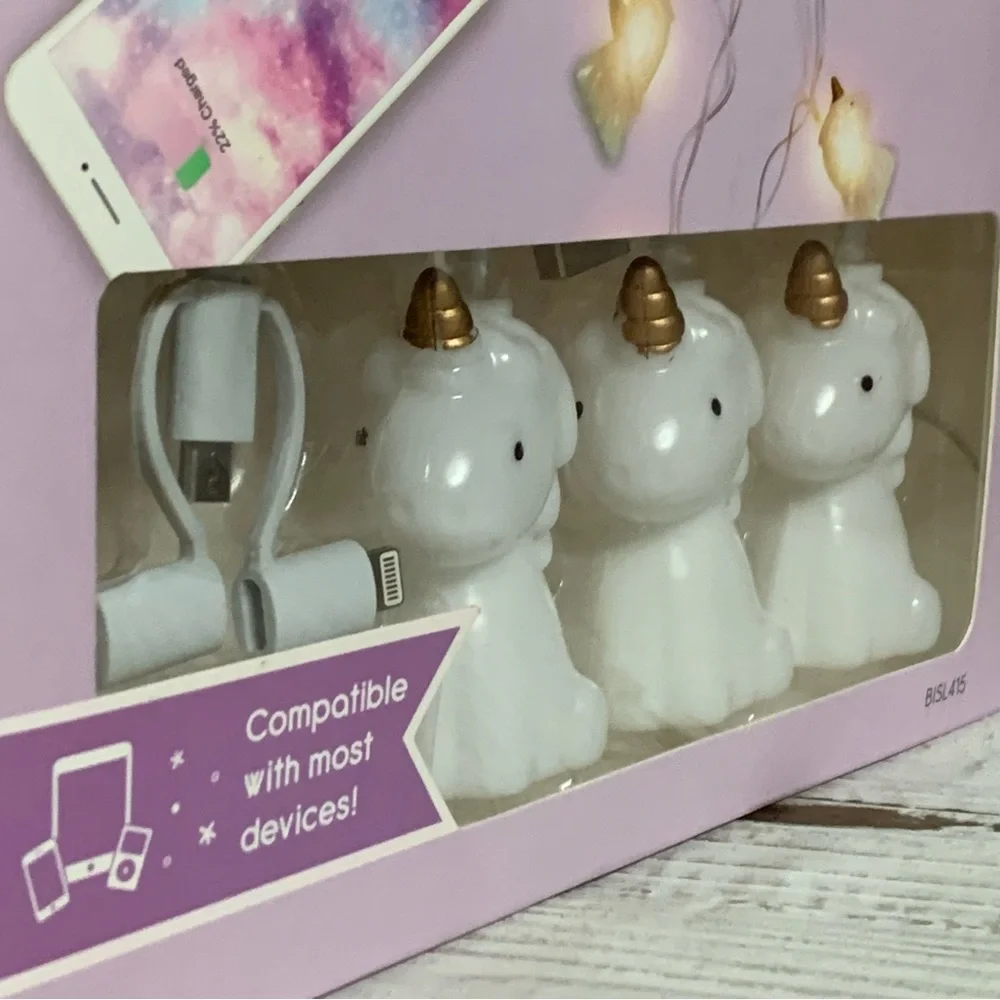 UNIVERSAL CHARGING CABLE Unicorn STRING LIGHTS! 2-in-1 Cute Light-Up Home Decor